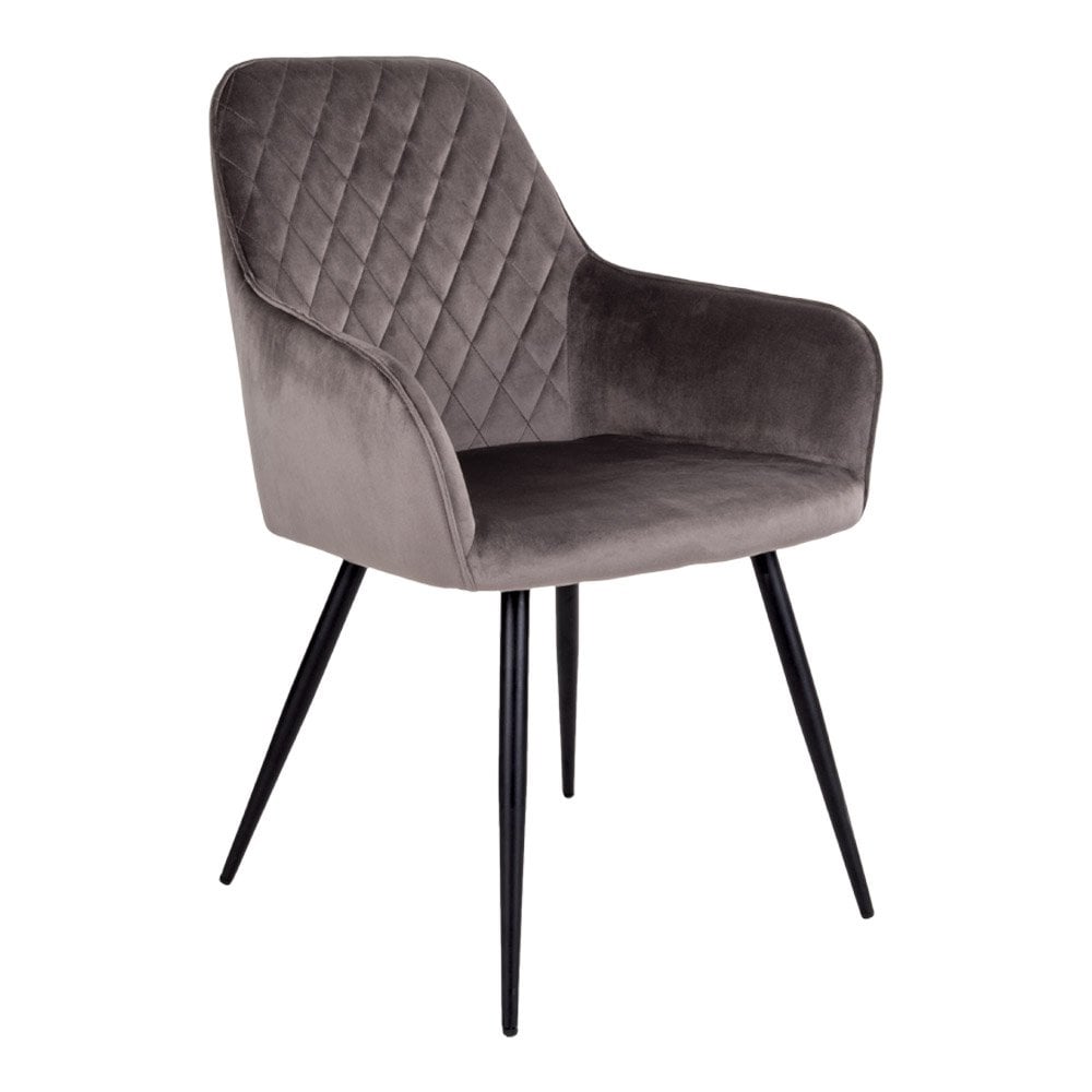 Chaise de salle à manger Harbo en velours marron clair, vue de face