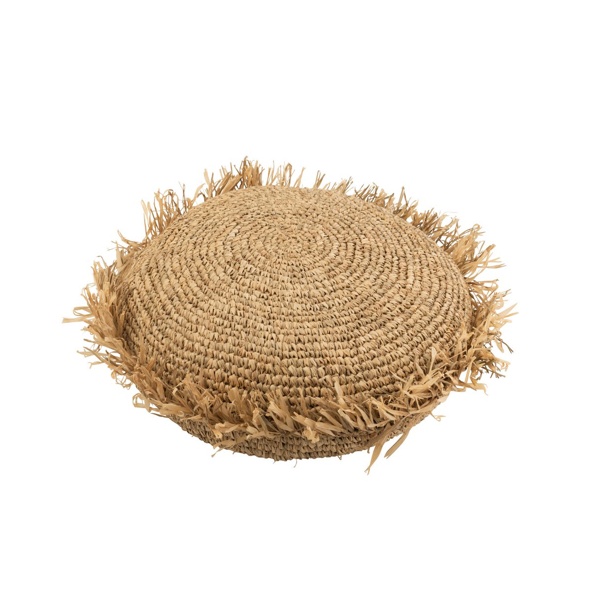 Coussin J-Line rond en raphia dans un salon moderne