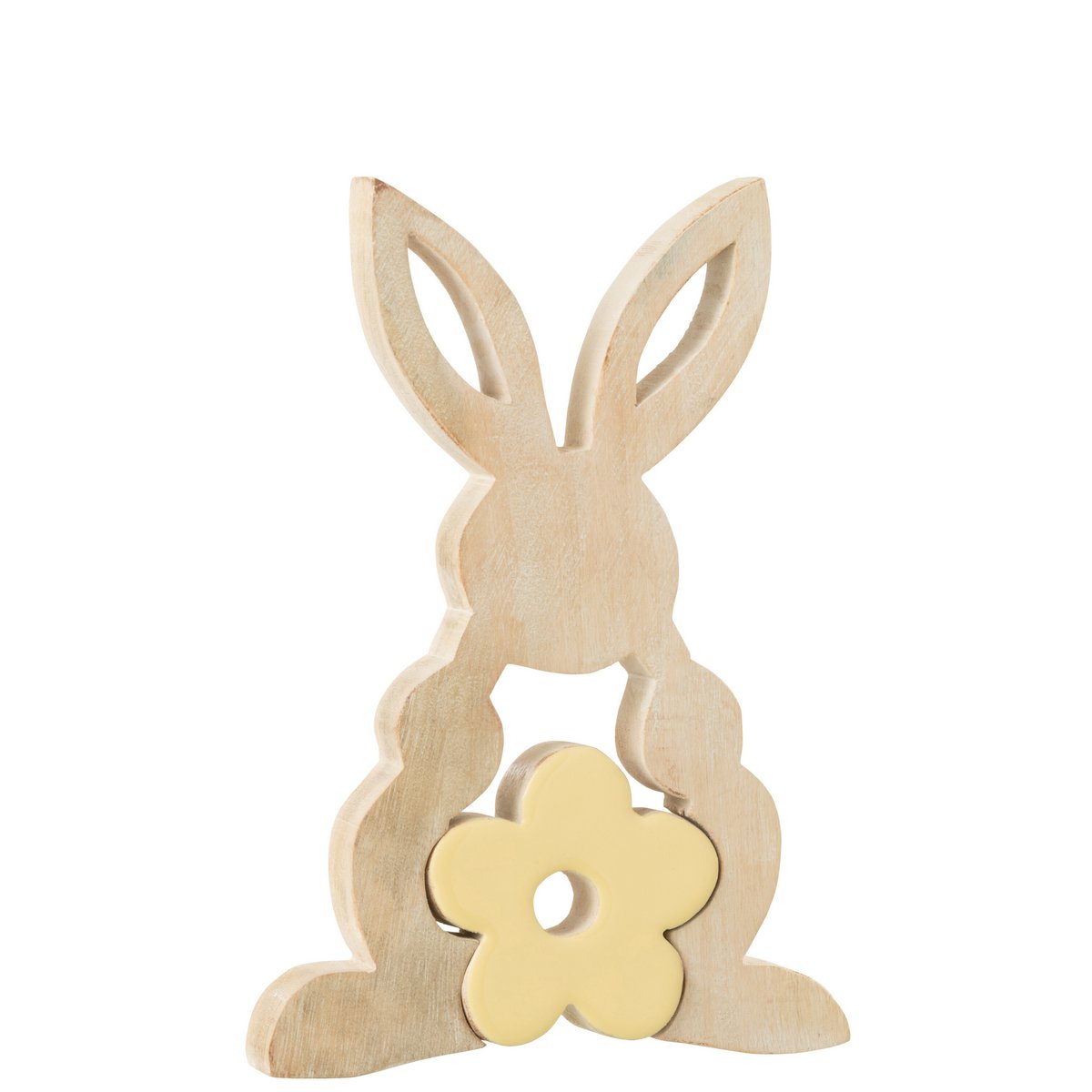 Décoration Lapin en Bois Jaune de J-Line, vue de face