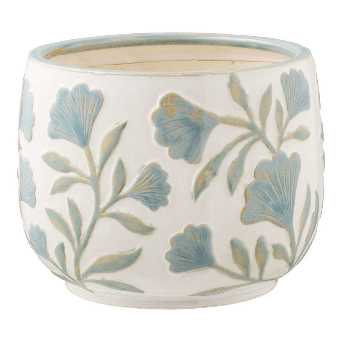 Pot de fleurs en céramique blanc, vue de face