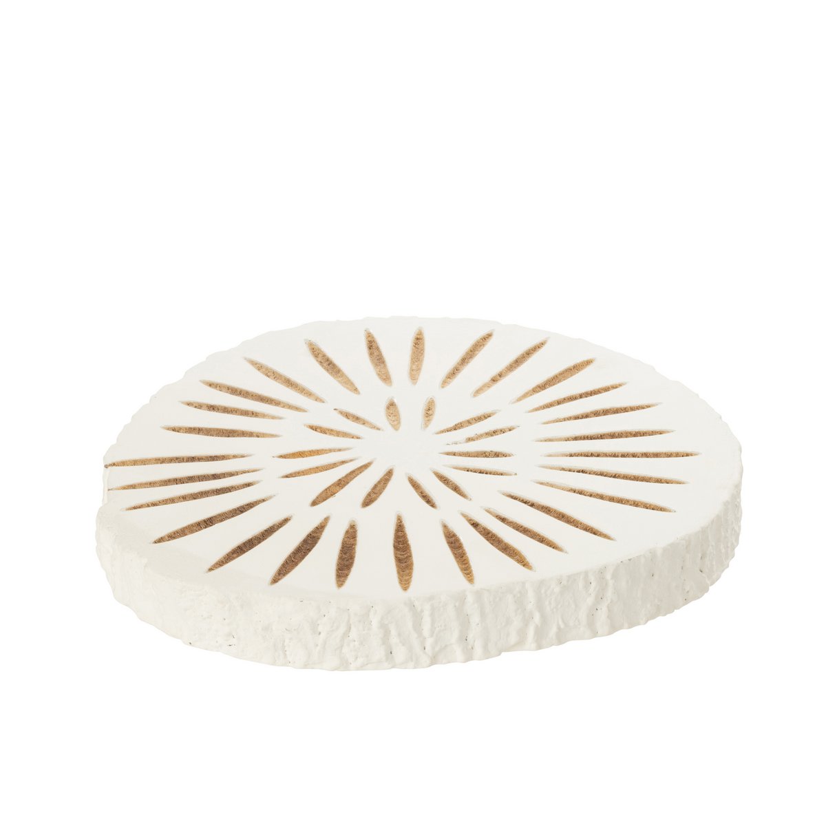 Plateau Disc Ying en bois blanc de J-Line, vue d'ensemble avec détails de texture bois