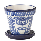 J-Line Flowerpot Grenade en céramique bleue, vue de face