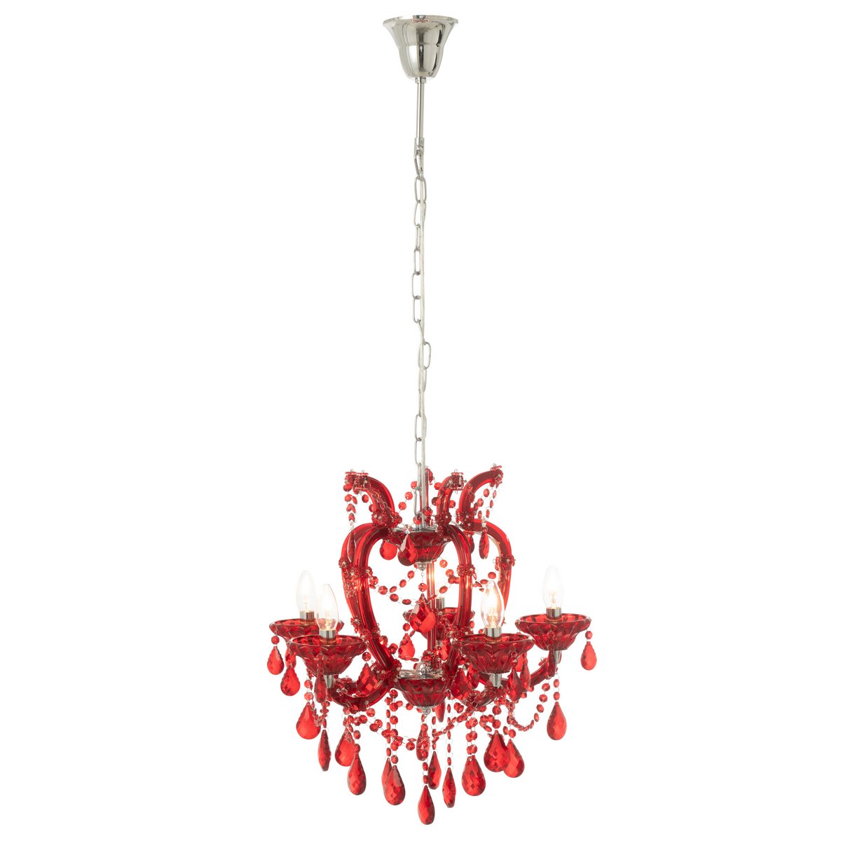 Lampe à suspension J-Line Kand Antique en verre rouge vue de face
