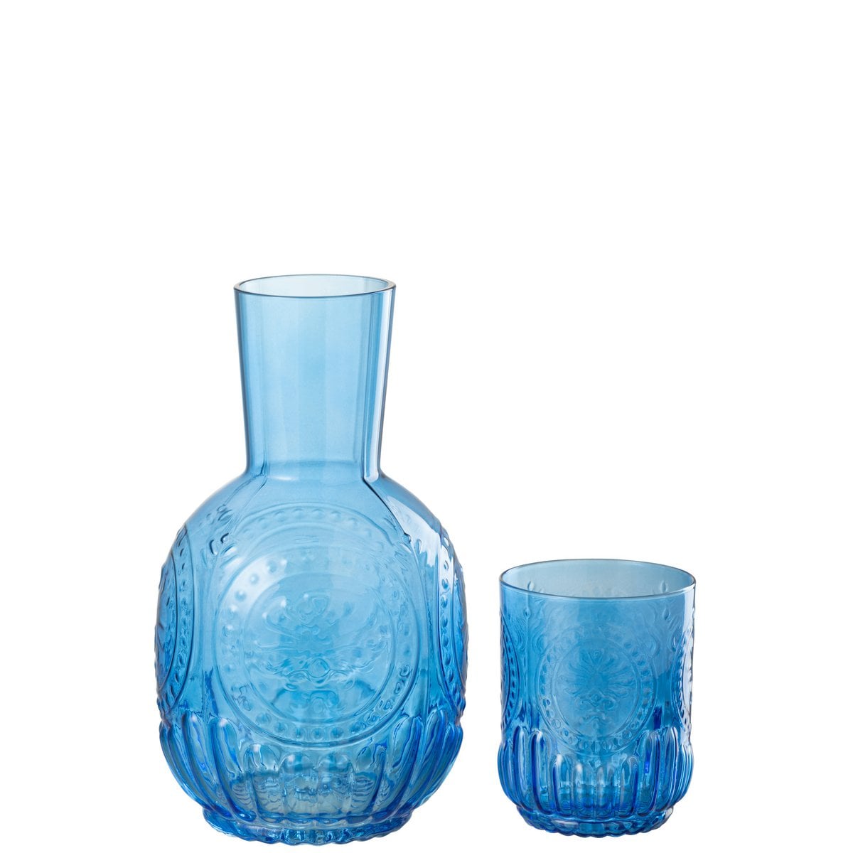Carafe J-Line en verre bleu Maya, élégante et moderne