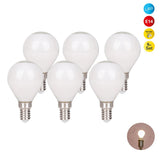 6 Set LED lampe avec douille E14, forme de poire 4 watts, en métal et en verre, laiteux