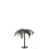 Lampe de table J-Line Leaf en métal noir, vue de face.