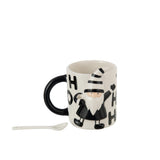 Tasse Santa Dolomite J-Line blanche et noire avec cuillère en céramique