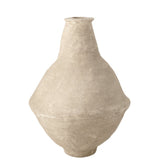 Vase Chad extra-large en papier mâché blanc, détail de la texture