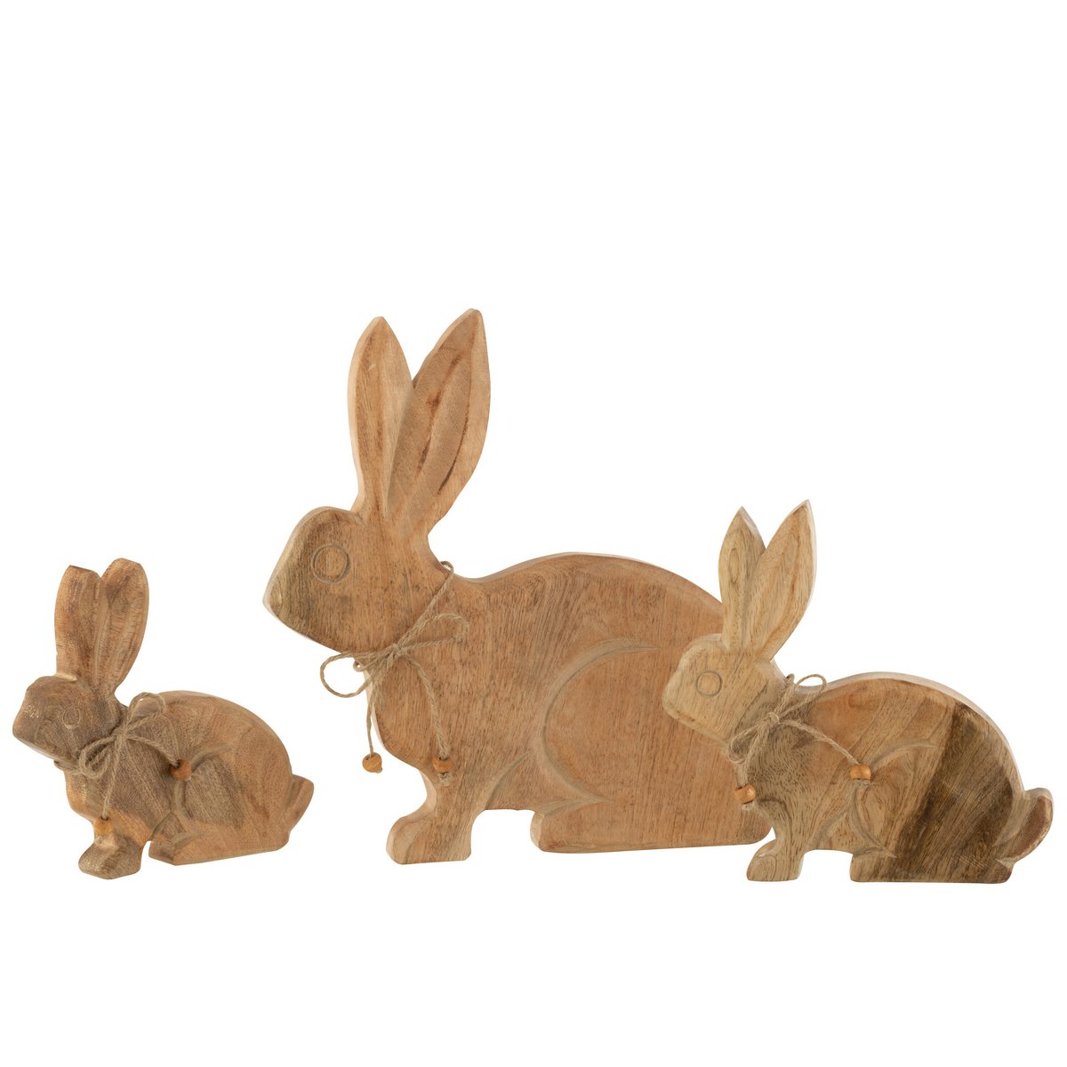 Détail du Lapin en Bois Naturel J-Line, texture et couleurs
