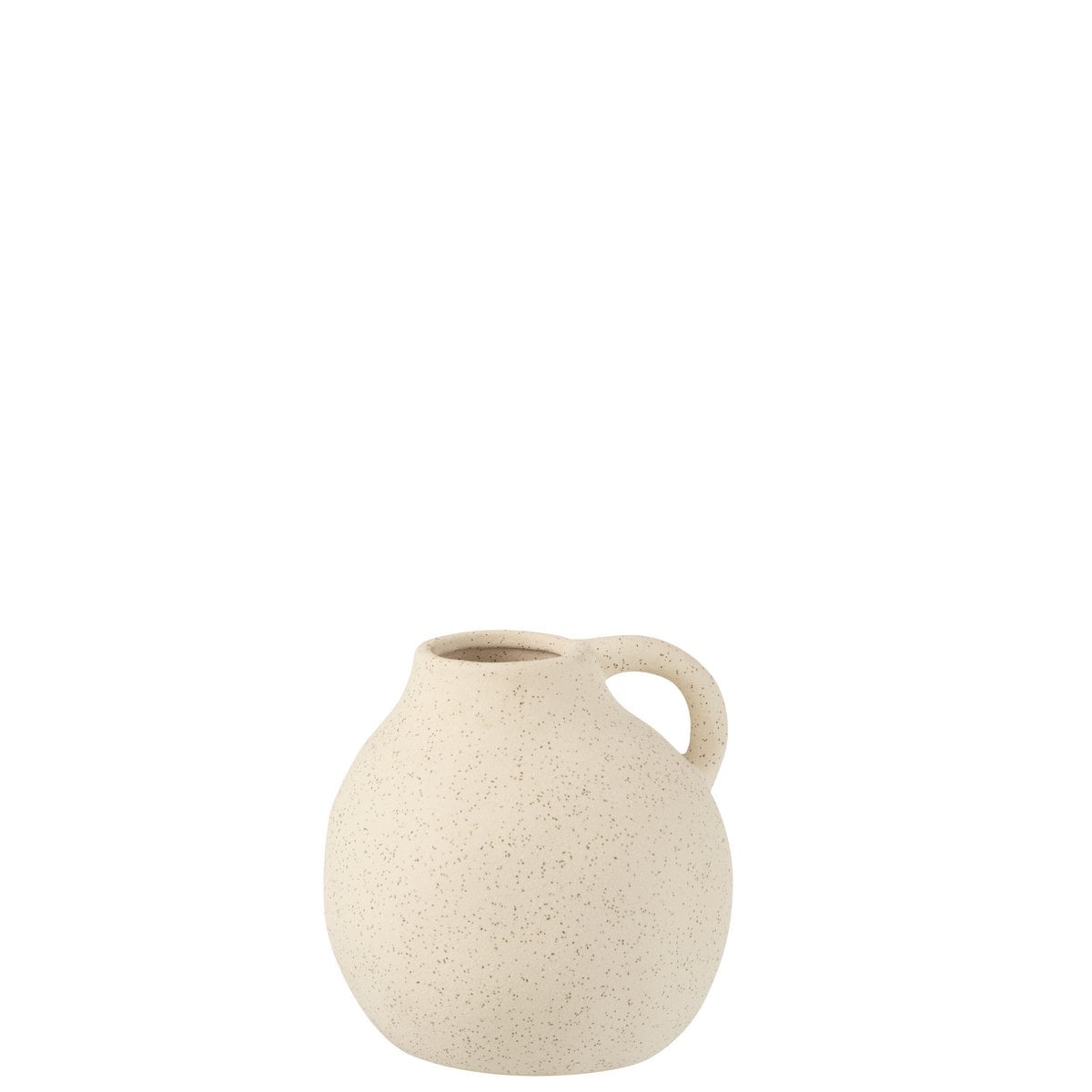 Vase en céramique beige J-Line, design élégant et classique, diamètre 14,5 cm