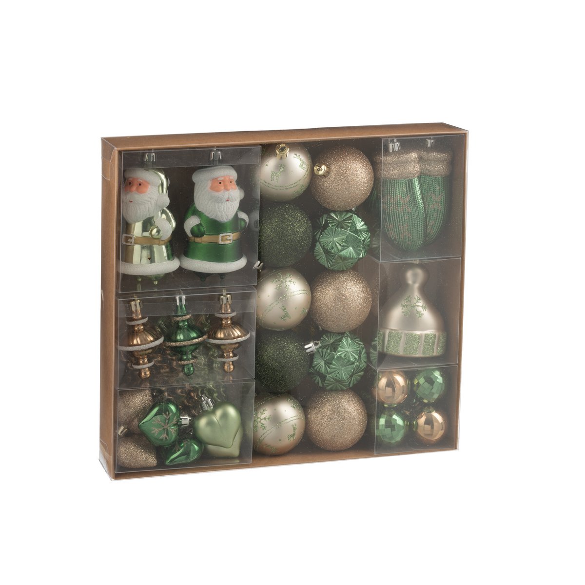 Boule de Noël J-Line en plastique vert et écru, élégante et festive
