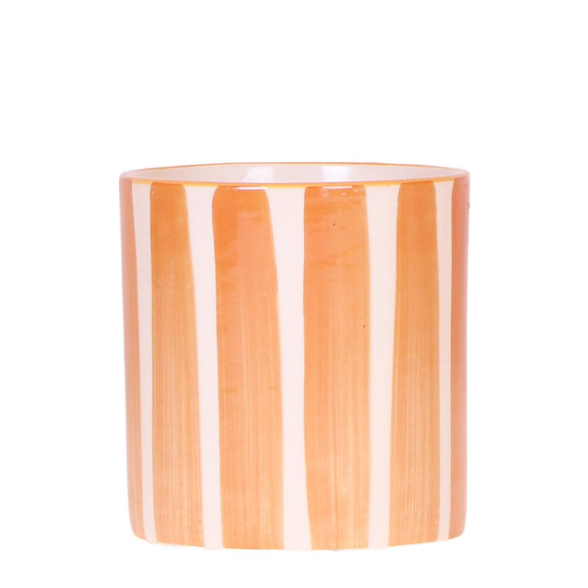 Pot décoratif Maison Colibri en céramique rayé orange - Ø9cm