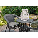 DÉCOLOR SOLAIRE LED "KORBINIAN" pour le jardin et la terrasse en bois et en rotin de nature, lampe solaire 34 cm de haut