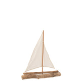 Décoration J-Line Voilier - bois flotté - naturel - moyen