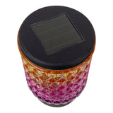 Brochettes décoratives solaires "Mila" 2 set, Ø 8,3 cm, 25 cm de haut, métal noir, verre lourd et structuré en rouge / jaune et en bleu / vert, LED intégré, blanc chaud
