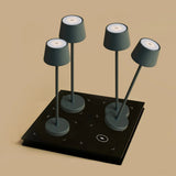 Lot de 4 lampes de table rechargeables gris pierre avec station de recharge