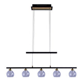 LED GLASS PENDANT LEIL "BRASS" Noir, classique et suspendu en métal noir et verre, avec des LED fermement intégrées, éclairage pour le salon, la salle à manger ou le bureau, 90 cm de long