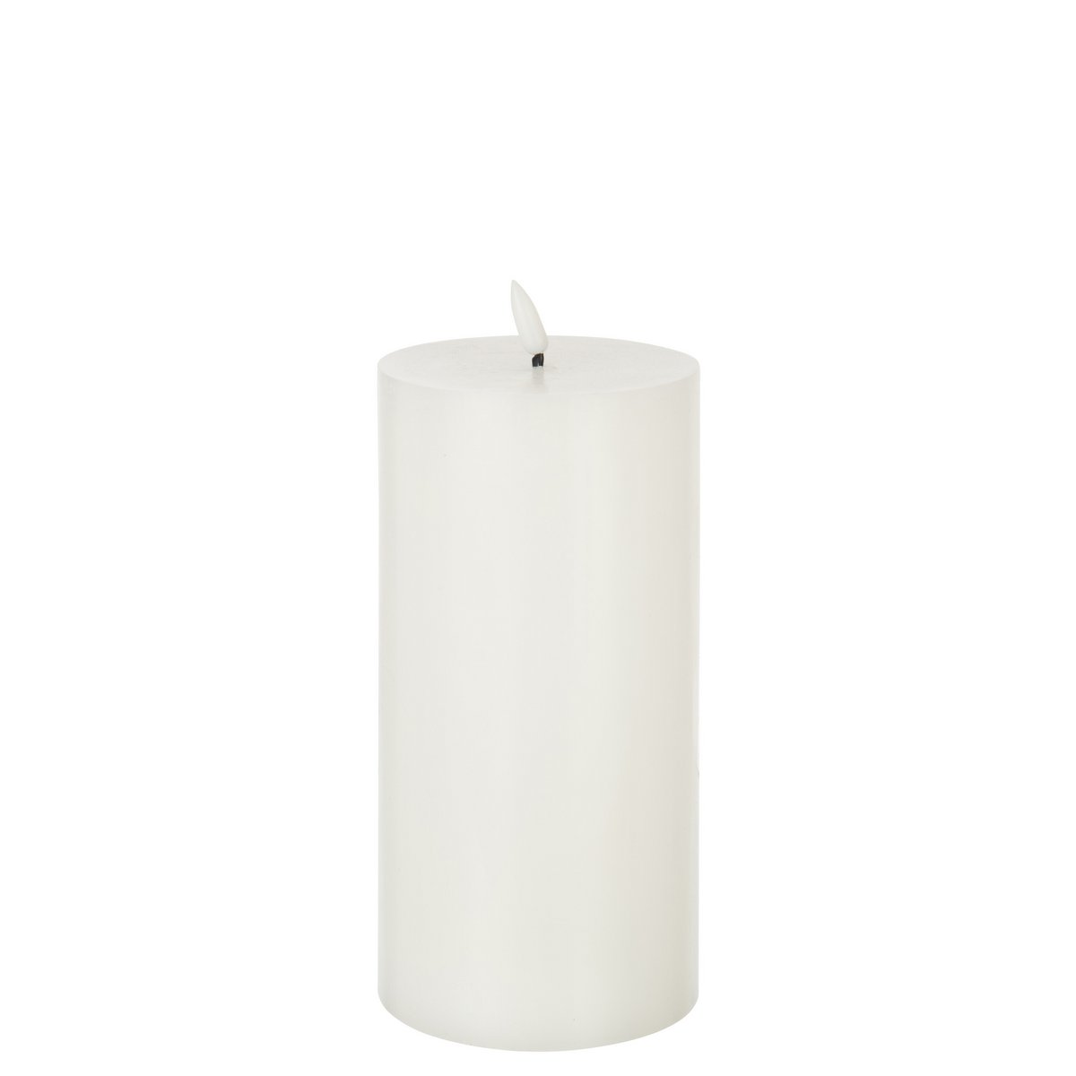 Bougie cylindrique J-Line blanche avec lumière LED, vue de face