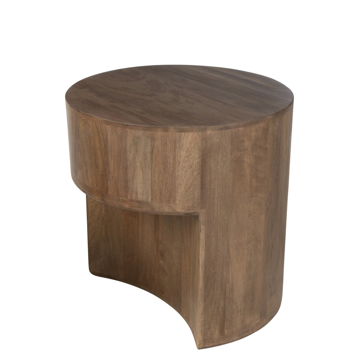 Vue rapprochée de la texture du bois de manguier des tables Toge