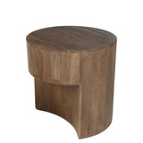 Vue rapprochée de la texture du bois de manguier des tables Toge