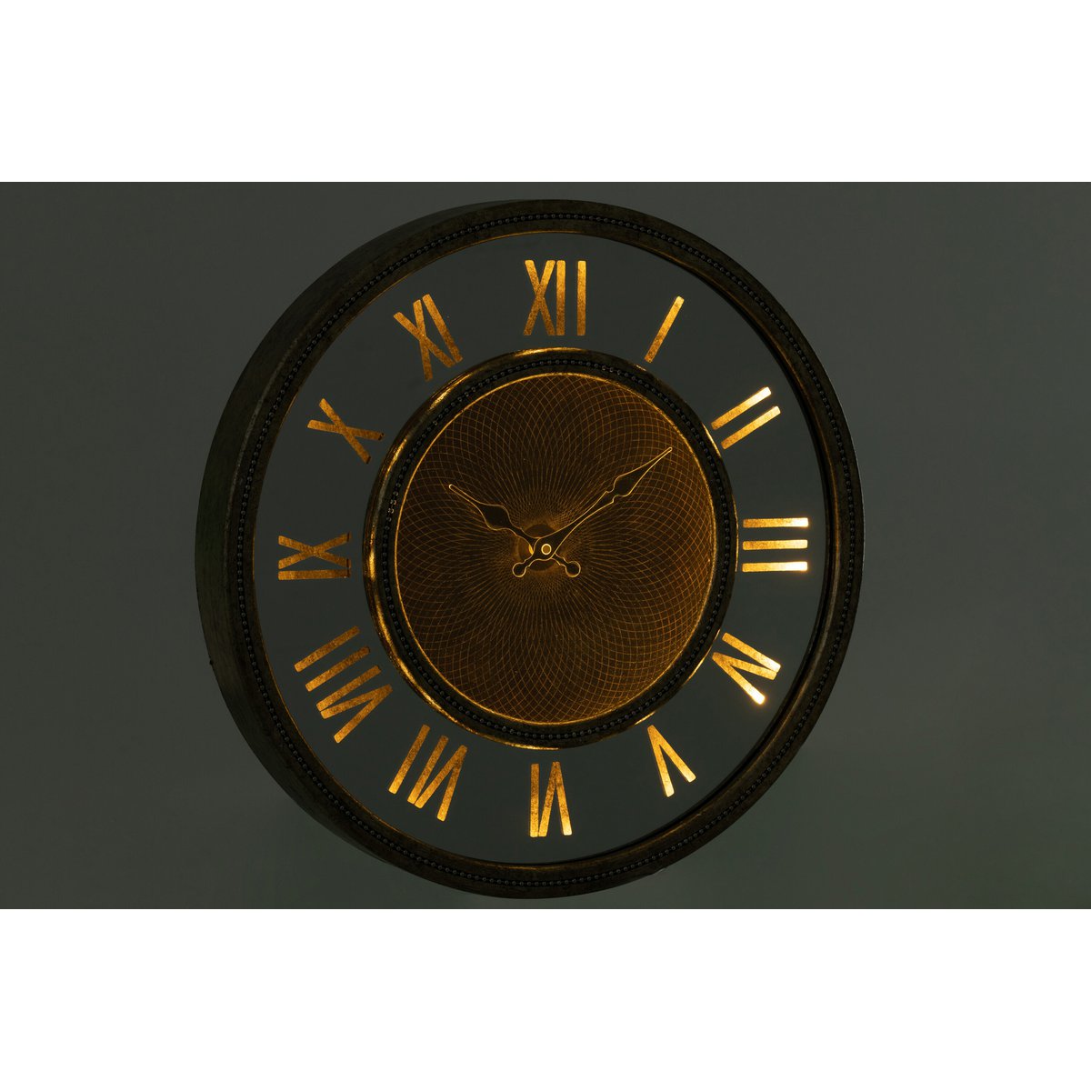 Éclairage LED de l'horloge murale J-Line en bois doré