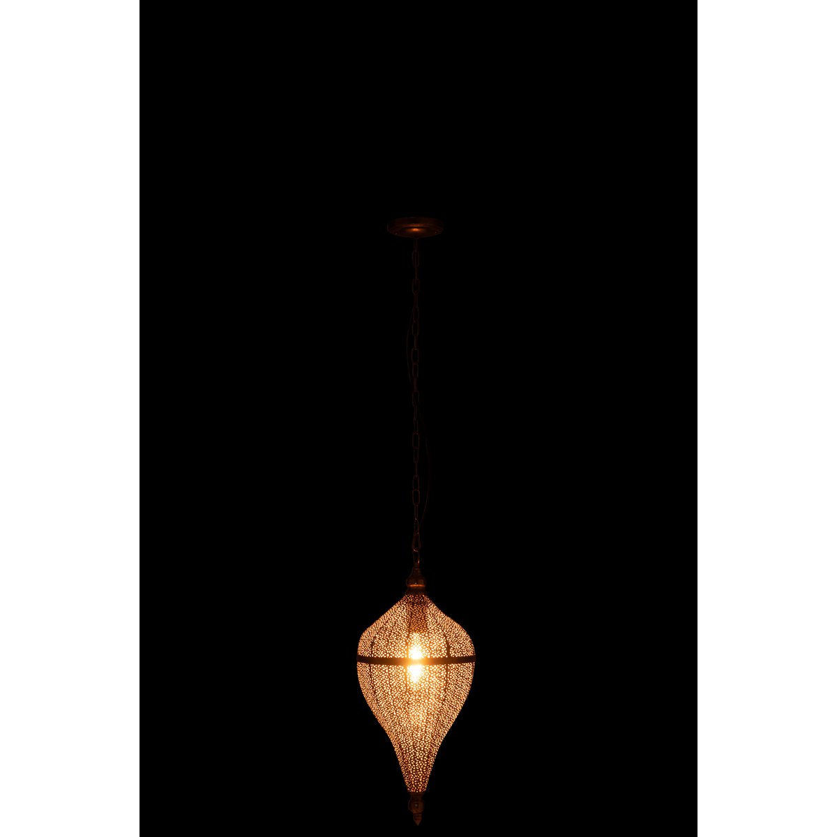 Détails de la finition en métal doré de la lampe J-Line Drop