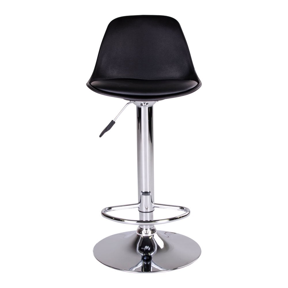 Détail du cuir PU noir de la chaise de bar Trondheim