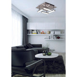 Plafond LED "Turin" 25 cm x 25 cm, environ 11 cm de haut, en métal chromé, en plastique colorant Opale, LED intégrée, blanc chaud
