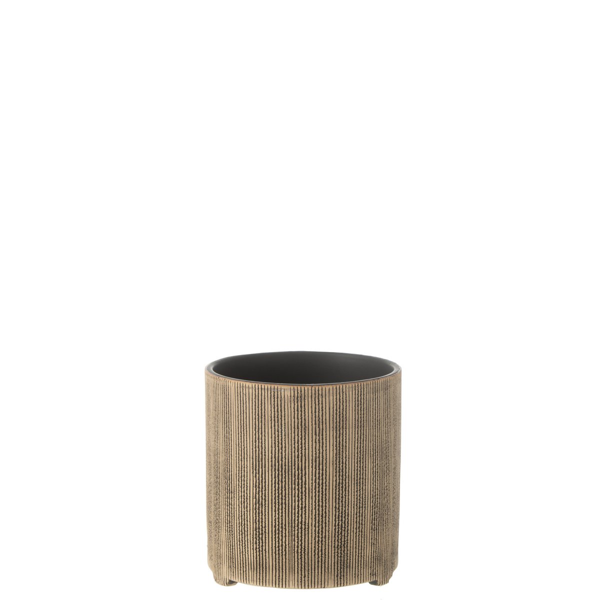 Pot de Fleurs Maria Rond en céramique marron, avec plante