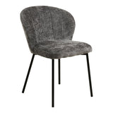 Chaise de salle à manger Roanne, vue de face avec dossier gris et pieds noirs