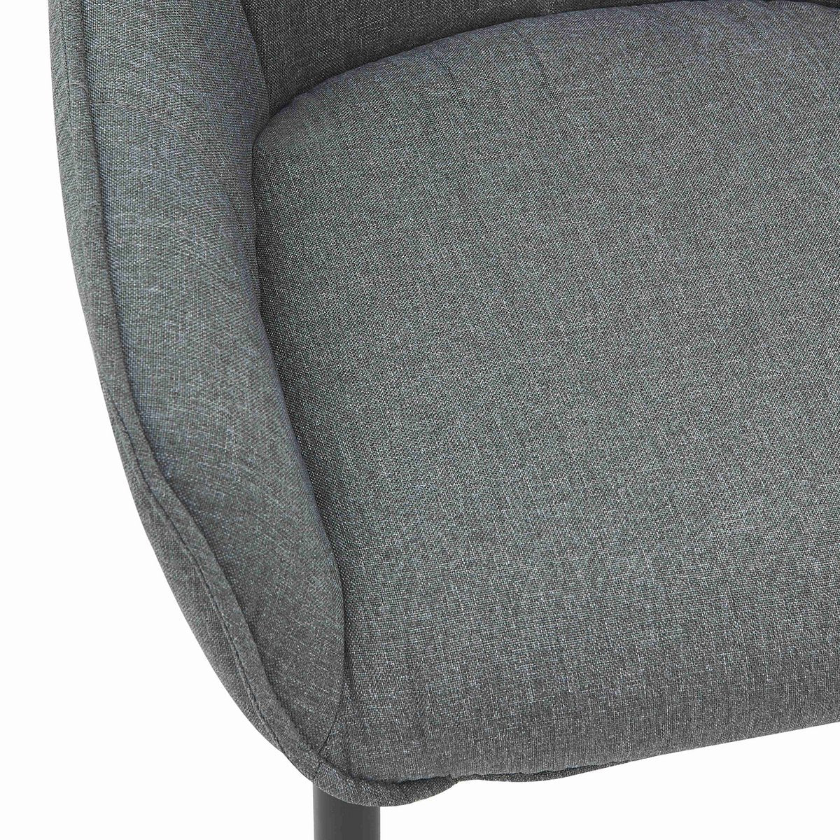 Structure en métal du fauteuil en lin gris, vue rapprochée