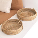 Plateau rond tissé à partir de Seagrass PINTU Plateau de service décoratif (2 tailles)