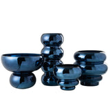 Photophore J-Line rond sur pied - verre - bleu - Ø 23 cm