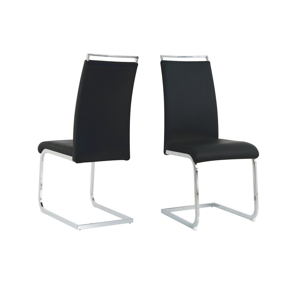 Chaise cantilever moderne en cuir synthétique avec cadre en métal chromé