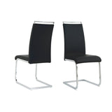 Chaise cantilever moderne en cuir synthétique avec cadre en métal chromé