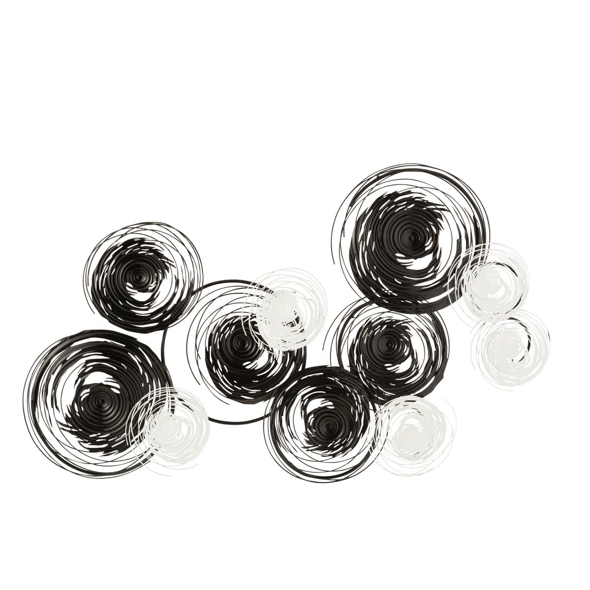 Décoration murale Cercles en métal noir et blanc de J-Line, design moderne