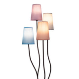 Lampe debout textile 4-flamme "boho" coloré, lampadaire avec parapluies colorés, avec une douille E14, pour salle à manger, salon, couloir ou bureau, 140 cm de haut