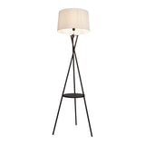 Lampe debout avec table "Tora" intégrée en métal collé et matériau textile coloré naturel, 158 cm de haut Ø 51 cm, E27