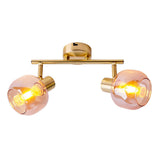 2er Spot / plafond "Libby", plafond classique en métal de couleur en laiton et verre teinté en ambre, avec socket E14, pour salle à manger, salon, couloir ou bureau, 40 cm de long