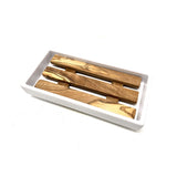 Porte-savon rectangulaire grand mélamine avec incrustation en bois d'olivier