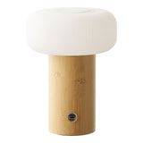 Stafford Lampe de table, bambou/métal/PE, rechargeable, naturel, blanc
