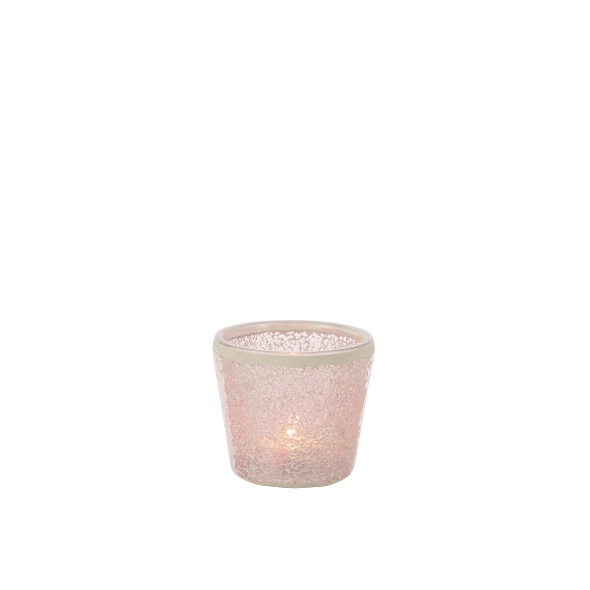 Bougeoir Mosaïque Conique en Verre Rose de J-Line, détail du motif
