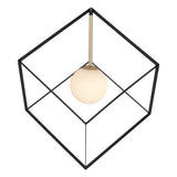 «Cadre» pendentif, retraité rétrospective en métal et en verre en noir et blanc avec une prise G9, une longueur latérale de 30 cm, pour le salon et le bureau.
