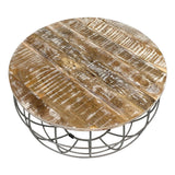 Table basse ronde durable Lexington ø 75 cm treillis métallique fil métallique table de salon en bois massif