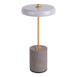 Lampe de table de batterie "seta" gris de 30 cm de haut en métal et en béton, avec une LED fermement construite
