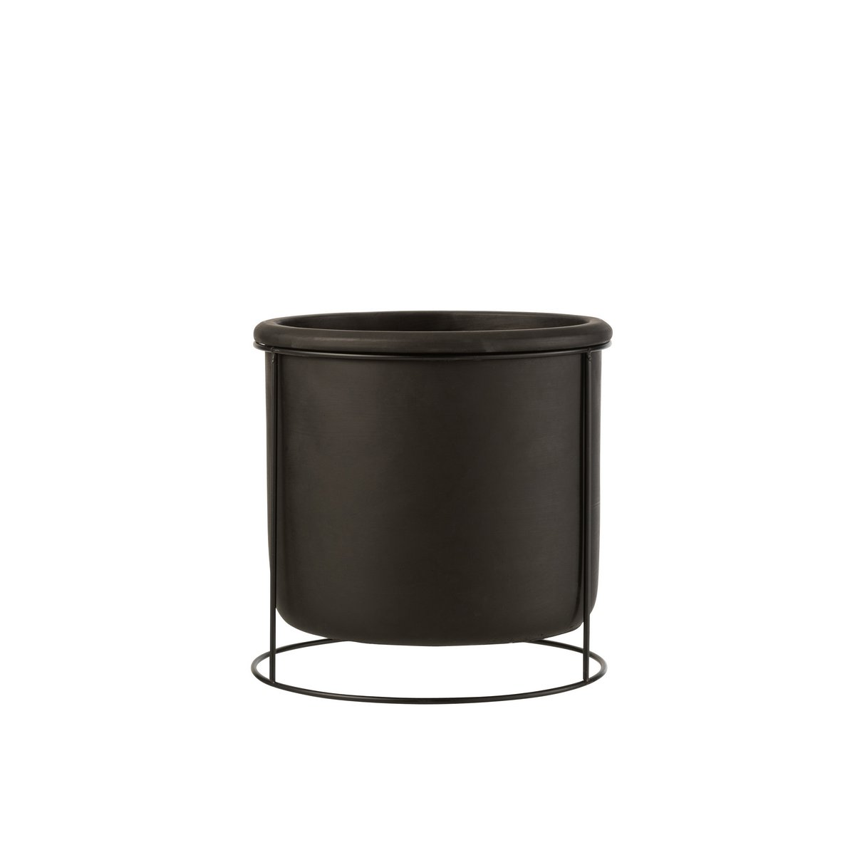 Pot suspendu J-Line en ciment noir, ambiance salon moderne