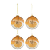 Boules de Noël en verre J-Line, transparentes avec motifs ocre, élégance festive