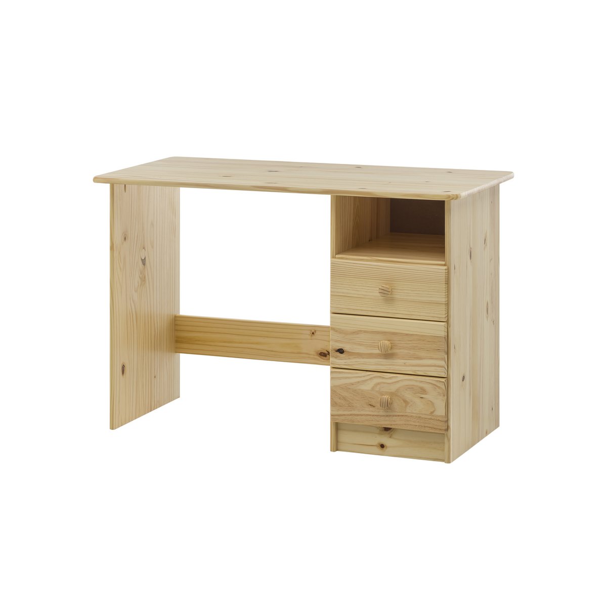 Vue latérale du bureau en bois avec design scandinave