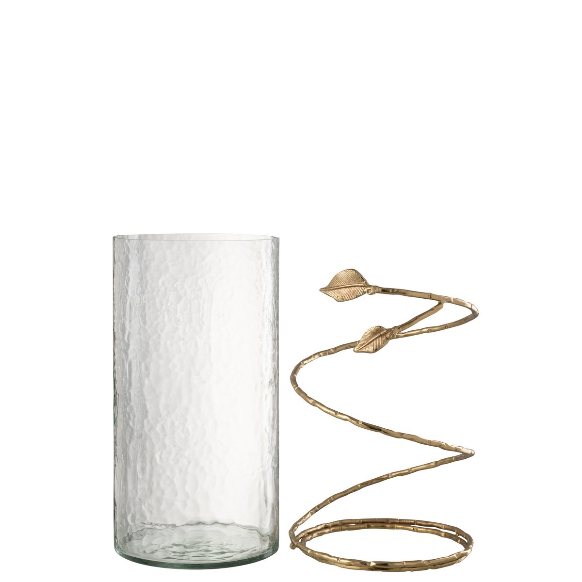 Détail du matériau en verre du vase feuille long