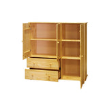 Vue latérale de la commode en bois de pin massif